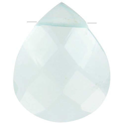 Perle goutte facettée - briolette plate 12x10 mm imitation gemme - Hydro Aqua x1