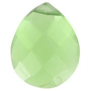 Perle goutte facettée - briolette plate 12x10mm imit gemme Hydro Tourmaline verte