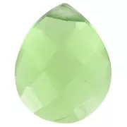 Perle goutte facettée - briolette plate 12x10mm imit gemme Hydro Tourmaline verte