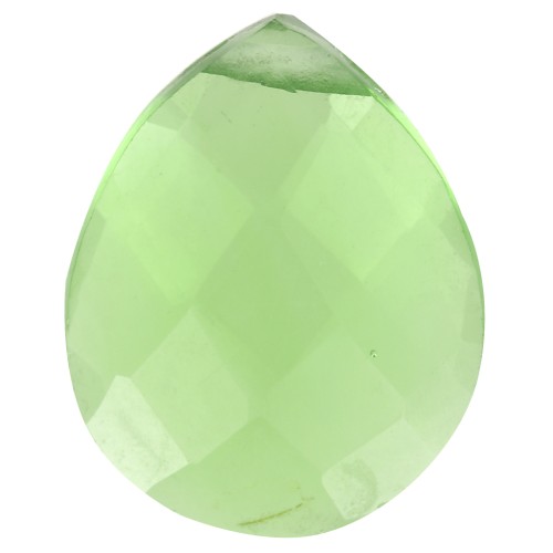 Perle goutte facettée - briolette plate 12x10mm imit gemme Hydro Tourmaline verte