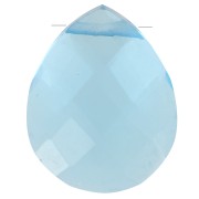 Perle goutte facettée - briolette plate 12x10 mm imitation gemme Hydro Blue Topaze|raw }}