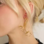 Boucles d'oreilles fleur 3D 60x49 mm - Acier inoxydable 304L Doré x2