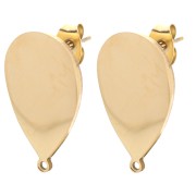 Clous d'oreilles goutte 22x14 mm - Acier inoxydable 304 Doré x2