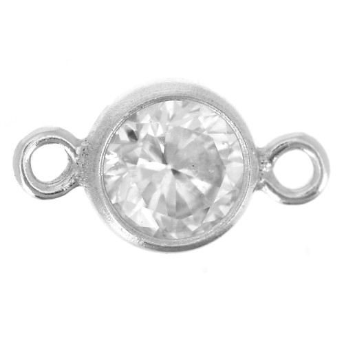 Intercalaires ronds 4.5 mm avec oxyde de Zirconium - Crystal - Argent 925 x10