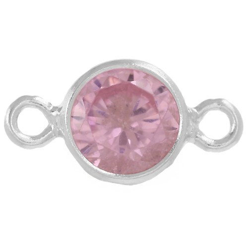 Intercalaire rond 4.5 mm avec oxyde de Zirconium - Rose - Argent 925 x1