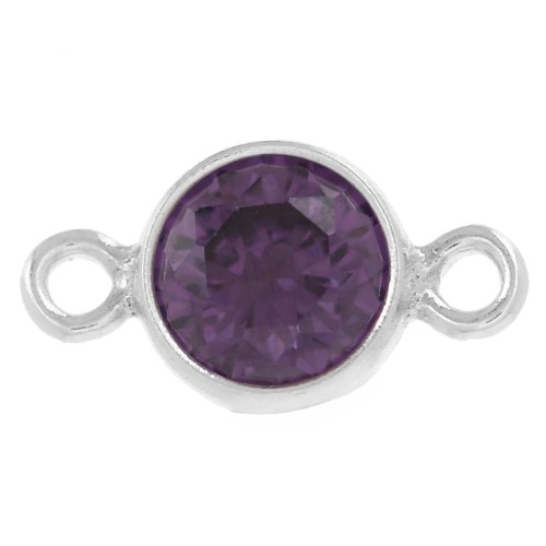 Intercalaire rond 4.5 mm avec oxyde de Zirconium - Amethyst - Argent 925 x1