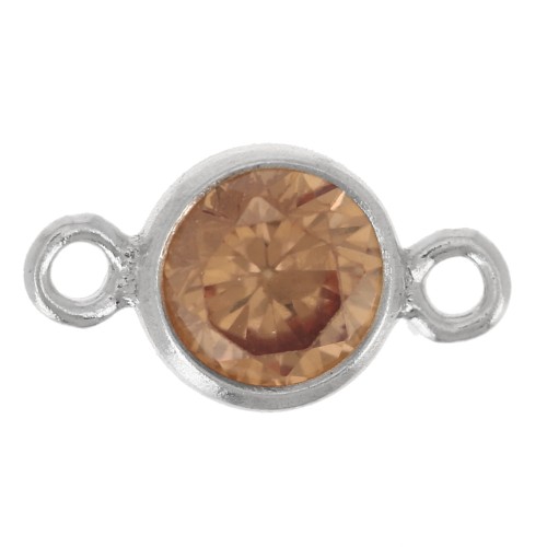 Intercalaire rond 4.5 mm avec oxyde de Zirconium - Champagne - Argent 925 x1