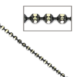 Chaîne maille boule facettée 1.5 mm Noir/doré x1m