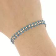 Chaîne maille chevron en épis résine époxy 6.3 mm Bleu doré x 20cm