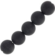 Perles rondes 10 mm pierre gemme - Onyx Noir dépoli effet givré x5|raw }}