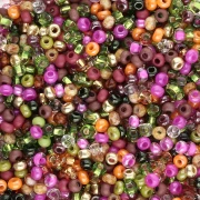 Preciosa Perles rocailles 11/0 2 mm - Mix Vert - Rose - Orange - Doré x20g