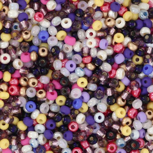 Preciosa Perles rocailles 11/0 2 mm - Mix Jaune - Violet - Noir x20g