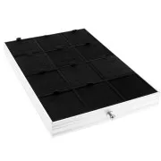 Plateau 12 compartiments 29x20cm avec mousse - valise de transport bijoux - Noir