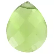 Perle goutte facettée - briolette plate 12x10 mm imitation gemme - Hydro Peridot