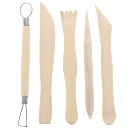 Set de 5 outils de modelage en bois - Naturel