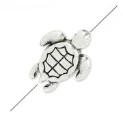 Perle mini tortue 9x7 mm Placage Argent fin vieilli x1