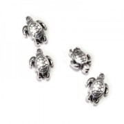 Perle mini tortue 9x7 mm Placage Argent fin vieilli x1