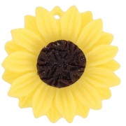 Pendentif tournesol en résine 24 mm - Jaune - Marron x1
