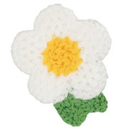 Pendentif fleur au crochet 47x40 mm - Blanc - Jaune - Vert x1|raw }}