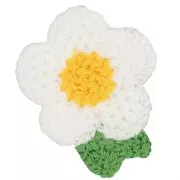 Blanc - Pendentif fleur au crochet 47x40 mm - Blanc - Jaune - Vert x1 Pendentif fleur au crochet 47x40 mm - Blanc - Jaune - Vert x1