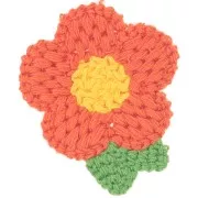 Vert - Pendentif fleur au crochet 47x40 mm - Orange - Jaune - Vert x1 Pendentif fleur au crochet 47x40 mm - Orange - Jaune - Vert x1