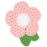 Pendentif fleur au crochet 47x40 mm - Rose clair - Blanc - Vert x1|raw }}