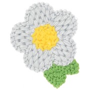 Pendentif fleur au crochet 47x40 mm - Gris - Jaune - Vert x1
