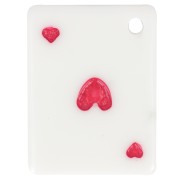 Pendentif carte à jouer 22x17 mm - As de coeur en résine - Blanc - Rouge x1