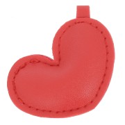 Pendentif coeur bombé 46x47 mm en similicuir - Rouge x1|raw }}