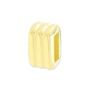 Poussoir rectangle strié pour lacet 5 mm Doré à l'or fin x1