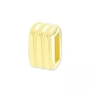 Poussoir rectangle strié pour lacet 5 mm Doré à l'or fin x1