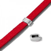 Poussoir rectangle strié pour lacet 5 mm Doré à l'or fin x1