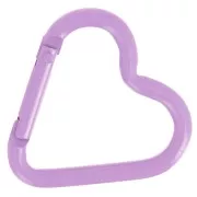 Lilas - Fermoir mousqueton coeur 42x44 mm en aluminium - Lilas x1 Fermoir mousqueton coeur 42x44 mm en aluminium - Lilas x1