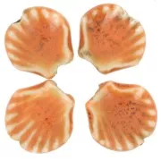 Perles coquillage 14 mm en céramique - Orange - Tacheté noir x4