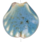 Perles coquillage 14 mm en céramique - Bleu - Tacheté noir x4|raw }}