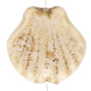 Perles coquillage 14 mm en céramique - Beige - Tacheté marron x4