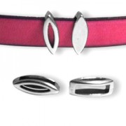 Poussoir feuille 14 mm pour lacet 10 mm Placage Argent fin vieilli x1