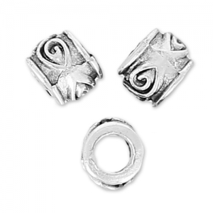 Tubes travaillés gros trou 3x3.5 mm - Placage Argent fin vieilli x10