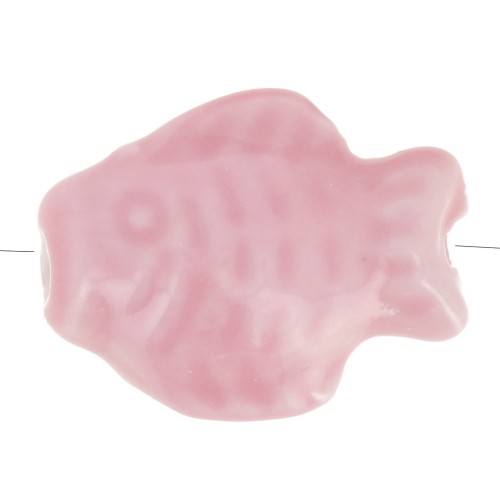 Perle poisson 14x19 mm en céramique - Rose x1
