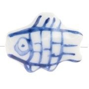 Perle poisson 12x15 mm en céramique - Blanc - Bleu foncé x1|raw }}