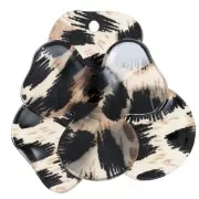 Pendentif fleur en relief 45x50 mm en acrylique - Léopard noir - Marron x1