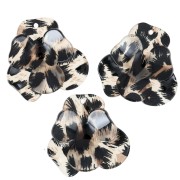 Pendentif fleur en relief 45x50 mm en acrylique - Léopard noir - Marron x1