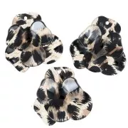 Pendentif fleur en relief 45x50 mm en acrylique - Léopard noir - Marron x1