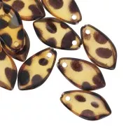 Sequins pétales de fleurs bombés 19x10 mm en acrylique - Tacheté marron x12