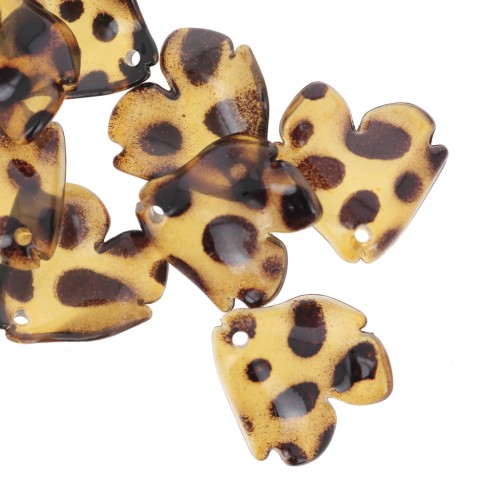 Sequins pétales de fleurs 20x19 mm en acrylique - Tacheté marron x12