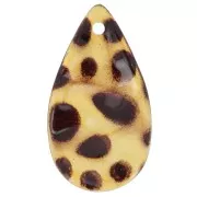 Sequins pétales de fleurs gouttes froissé 30x17mm en acrylique - Tacheté marron x6