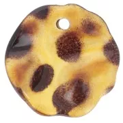 Sequins pétales de fleurs rondes plissé 19 mm en acrylique - Tacheté marron x12