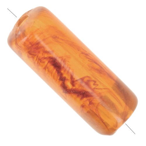 Perles tube droit 20x8 mm en acrylique transparente - Marbré Marron x10
