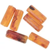 Perles tube droit 20x8 mm en acrylique transparente - Marbré Marron x10
