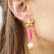 Perles tube droit 20x8 mm en acrylique translucide - Marbré Ivoire x10